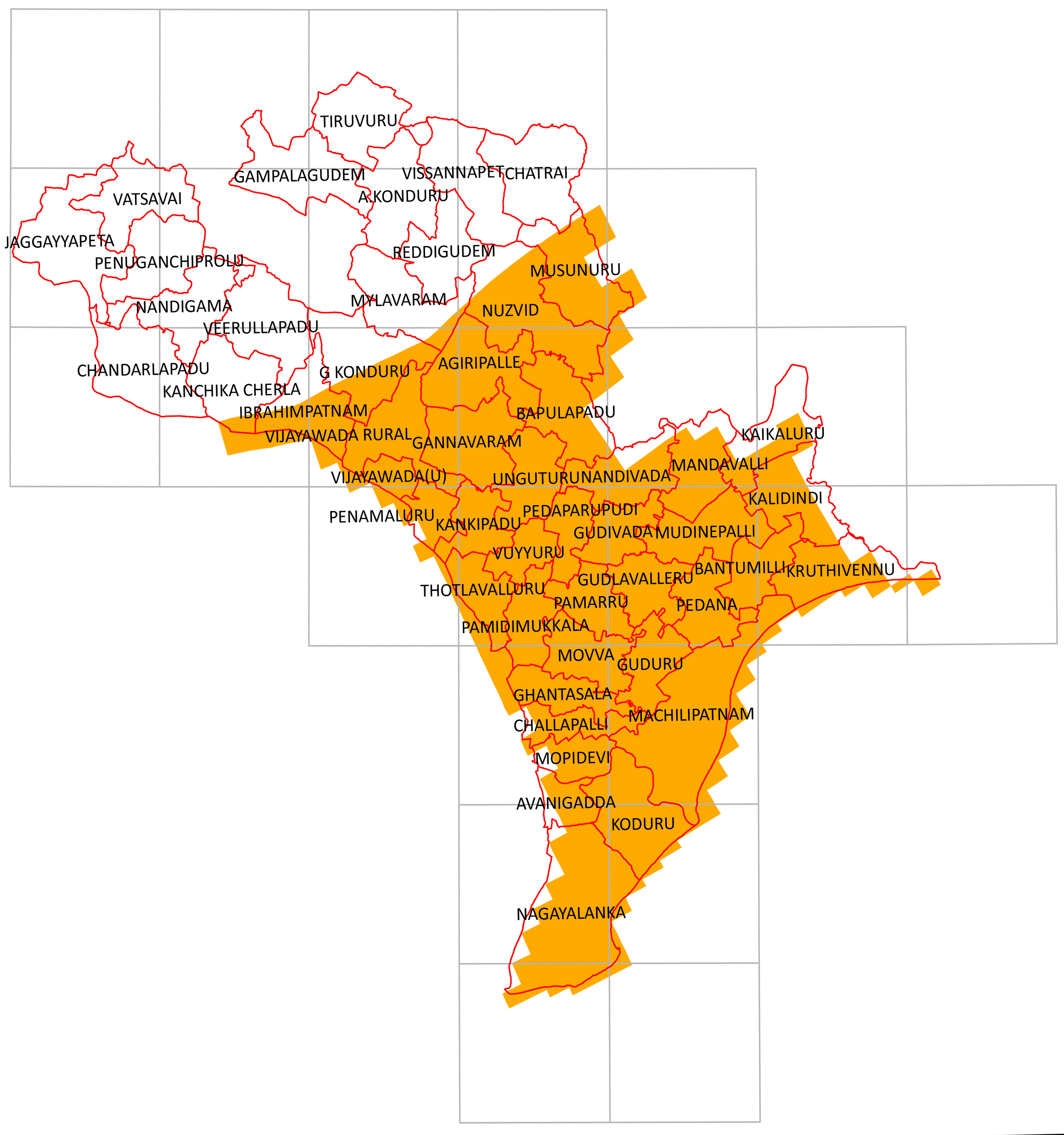 Storm surge inundation map for cyclone with wind speed 